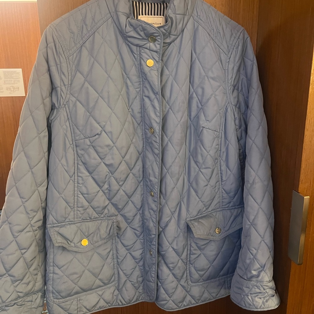 Charter Club Light Blue Quilted Puffer Jacket Large
